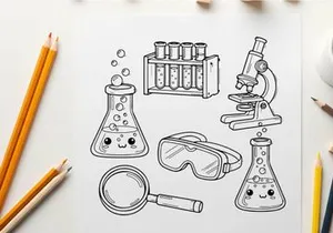 Cute science lab equipment vector illustration flat design