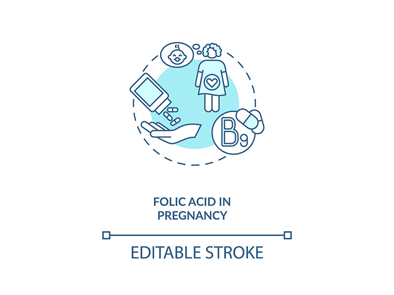 Folic acid in pregnancy concept icon