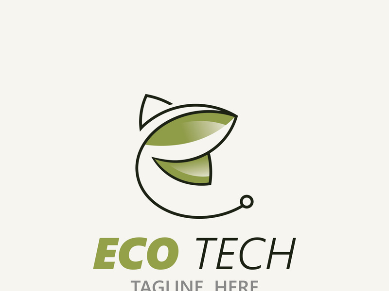 Eco technology business vector design modern. Nature technology logo with leaf and circuit tech minimalist vector illustration