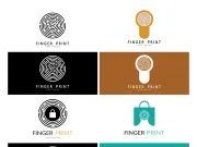 simple flat fingerprint logo,for security,identification,badge,emblem,business card,digital,vector
