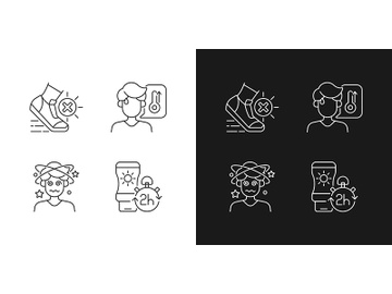 Heatstroke prevention linear icons set for dark and light mode preview picture