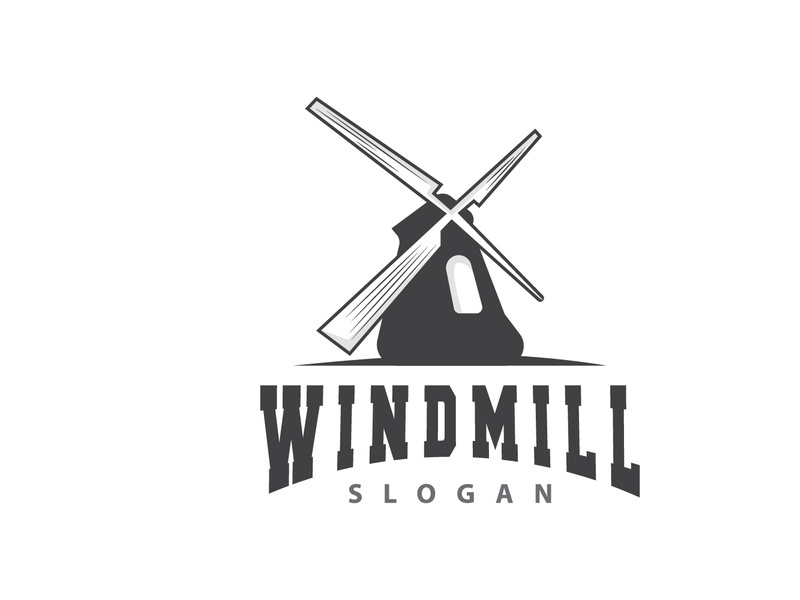 Windmill Logo, Agriculture Farm Vector, Nature