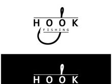 fishing hook logo design, fishing bait, fishing shop, tournament, angler, fishing community