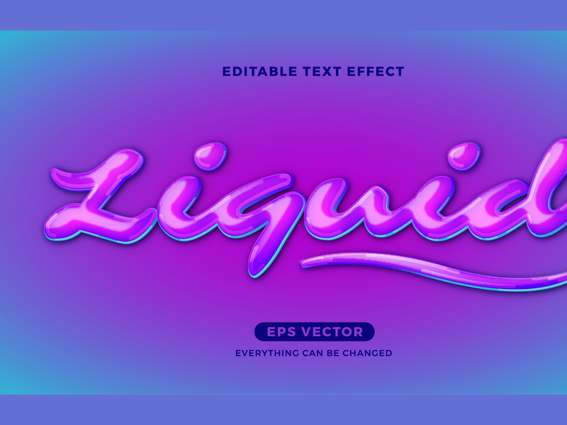 Liquid editable text effect vector template