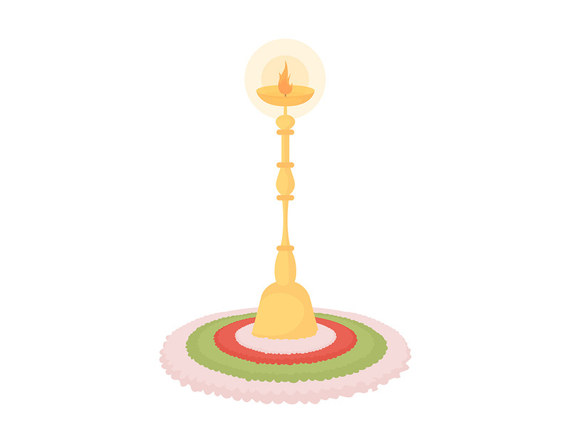 Rangoli candle holder semi flat color vector object