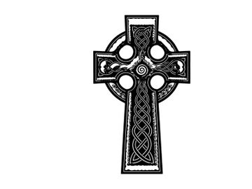 Celtic cross silhouette with intricate knotwork design preview picture