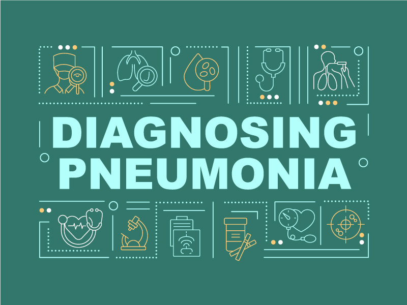 Diagnosing pneumonia green word concepts banner