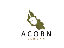 Acorn Logo, Nut Design With Oak Leaves Simple