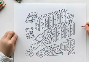 Dominoes falling toys vector illustration flat design