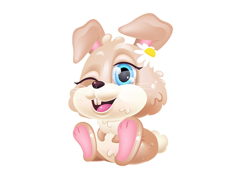 Cute rabbit kawaii cartoon vector character