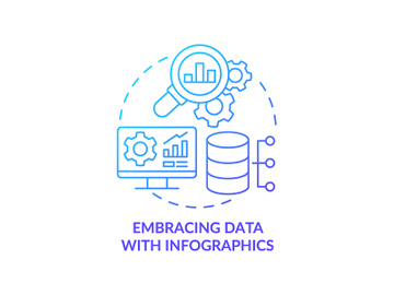Embracing data with infographics blue gradient concept icon preview picture