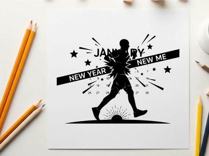 Silhouette of a person running on new year's day a new me