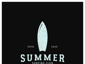 surfing logo with vintage paddle board beach waves, for business, sport, adventure, tourism, vacation preview picture