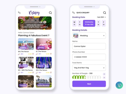 Booking Catering Services Mobile App UI Kit