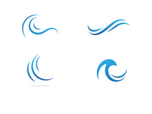 Blue water wave logo, vector icon illustration