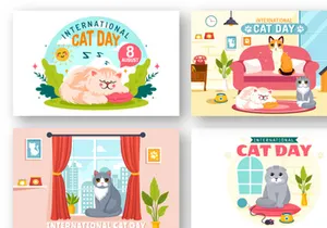 12 International Cat Day Illustration