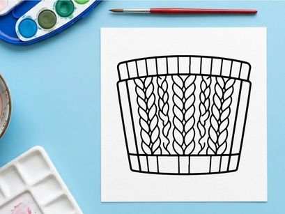 Ícone de textura de suéter de tricô, ilustração de padrão de roupa de inverno aconchegante, arte vetorial em linha.