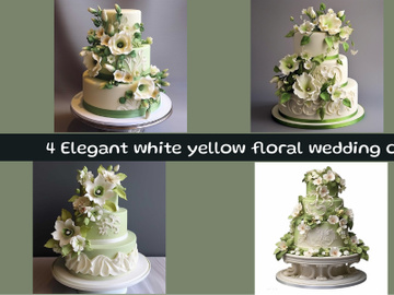 Elegant white yellow floral wedding cake preview picture