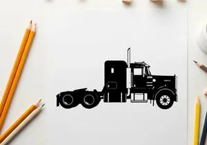 Silhouette of a semi truck tractor unit with sleeper cabin