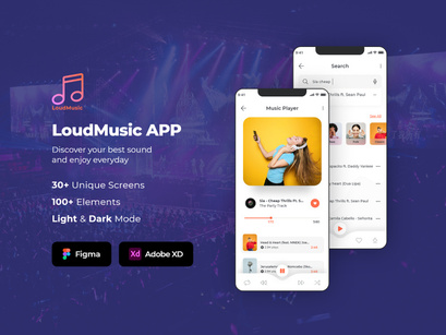 LoudMusic (Podcast) iOS/Web UI Kit (Figma/Adobe XD)