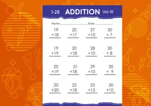 Basic math addition for kids. An educational worksheet for kids. Vector design