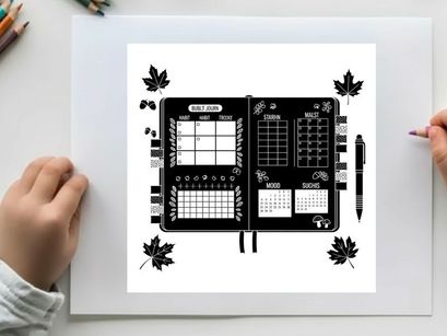 Silhouette of a planner with calendar and notes pages
