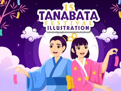 15 Tanabata Festival Vector Illustration