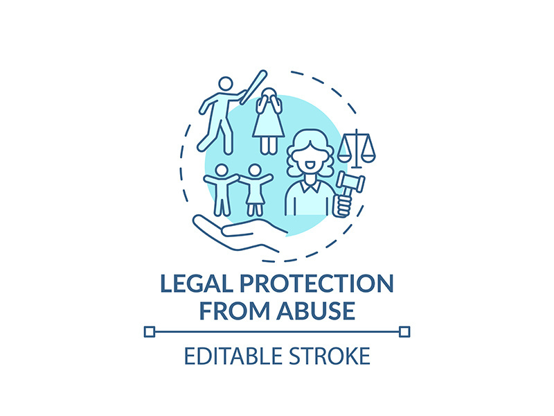 Legal protection from abuse concept icon