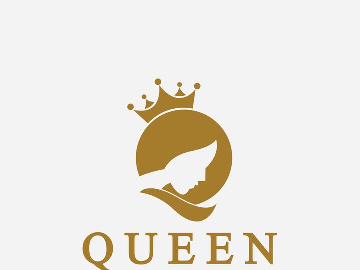 Beautiful face queen icon logo.for queen logo.Beauty woman hair salon golden logo. cosmetic, skin care business logo