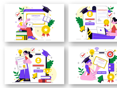 10 Online Course Certificate Program Illustration
