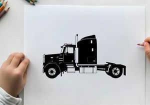 Silhouette of a semi truck with a large sleeper cabin