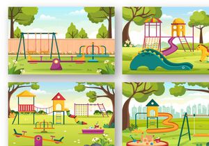 17 Children Playground Cartoon Illustration
