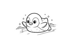 Cute penguin and cat hugging in water vector illustration