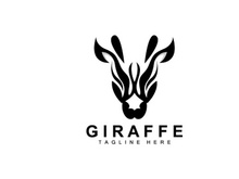 Giraffe Logo Design, Giraffe Head Vector Silhouette, High Neck Animal, Zoo, Tattoo Illustration, Product Brand
