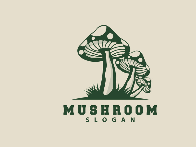 Mushroom Logo, Retro Minimalist Design