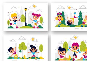 10 Happy Kids Exercise Illustration
