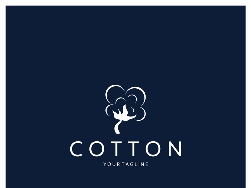 Soft natural organic cotton flower plant logo for cotton plantations, industries,business,textile,clothing and beauty,vector