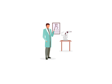 Doctor with snellen eye chart flat vector illustration preview picture