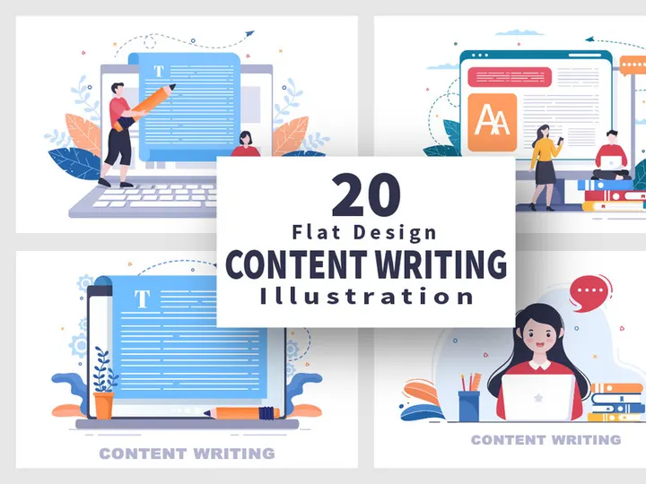 20 Content Writing or Journalist Vector Illustration