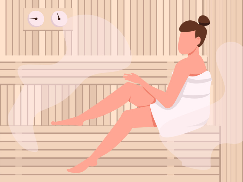 Sauna flat color vector illustration