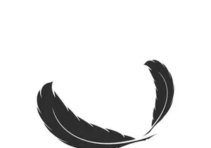 Feather quill design icon and logo illustration classic stationery