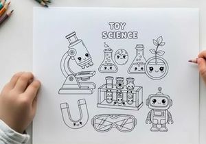 Cute science lab toys vector illustration flat design