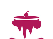 Sweet cake template logo design vector illustration of silhouette with cherries