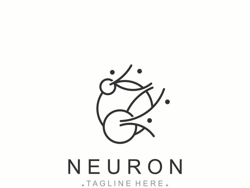 Neuron logo or nerve cell healthy abstract molecule design template