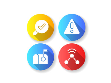 Modern interface usage flat design long shadow glyph icons set preview picture