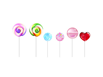 Lollipops, sugar candies realistic vector illustrations set preview picture
