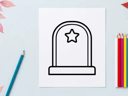 Icono de lápida con símbolo de estrella. Gráfico de marcador de tumba para proyectos de diseño de Halloween.