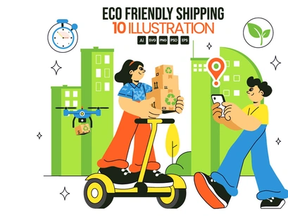 10 Eco Friendly Shipping Service Illustration