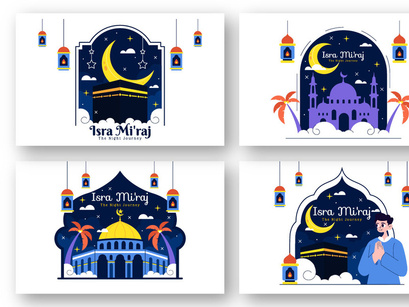 12 Isra Mi'raj Vector Illustration