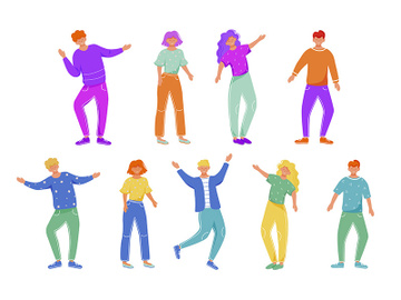 Dancing people flat vector illustrations set preview picture